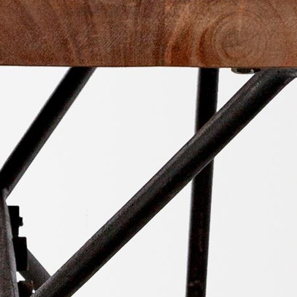 hms 66 live edge solid wood dining bench in brown and black distressed finish add rustic charm to your dining room