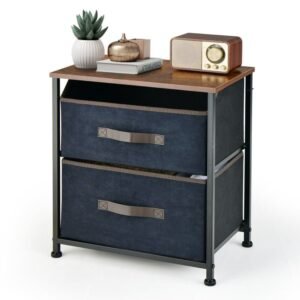 20 inch industrial nightstand with 2 pull out fabric drawers nightstands product