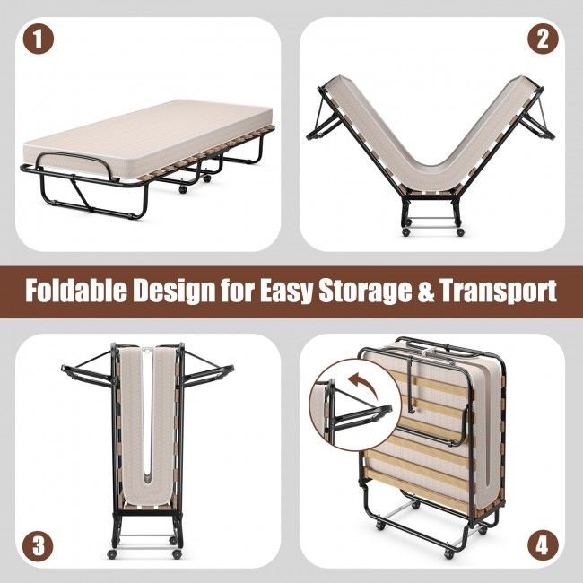 extra guest folding bed with comfortable memory foam mattress