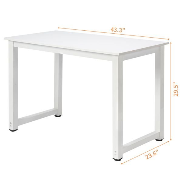 fch 110cm computer desk white desktop + white pipe frame with triamine steel feet p2 particleboard durable stylish computer desk