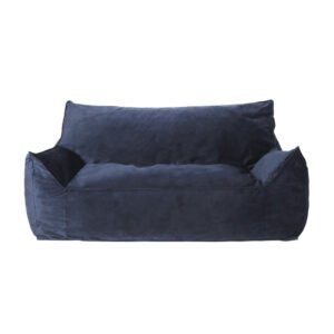 fila velveteen 2 seater oversized bean bag chair with armrests, dark blue