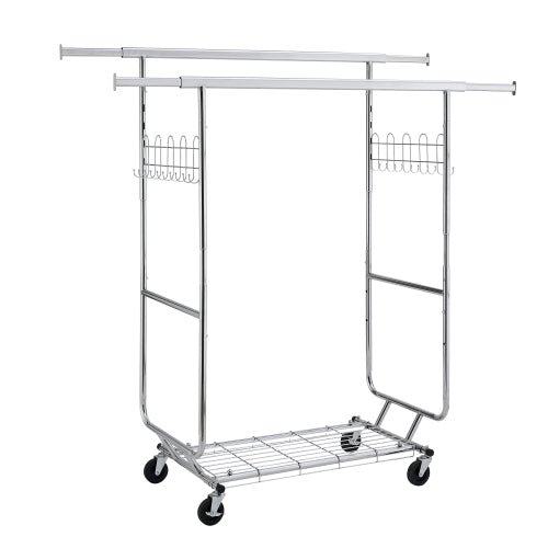 double clothing racks on wheels rolling clothes rack heavy duty portable collapsible commercial garment rack