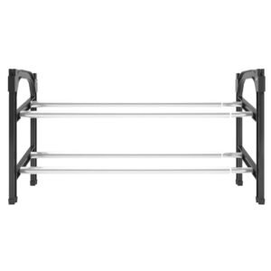 vidaxl w2b shoe rack durable black and silver aluminum polystyrene pe medium easy assembly home furniture for living room