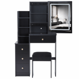 29.2 small size left bedside cabinet makeup vanity table cushioned stool large sliding touch control tri color switching high