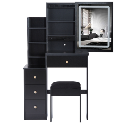 29.2 small size left bedside cabinet makeup vanity table cushioned stool large sliding touch control tri color switching high