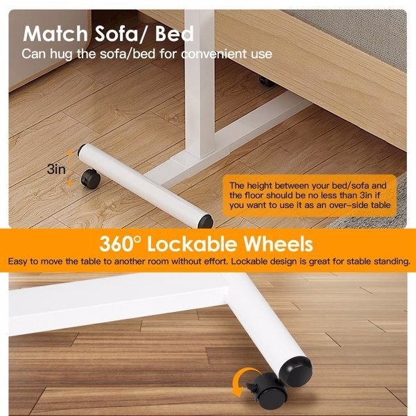 black foldable home office portable computer cart 90° tiltable rolling laptop table height adjustable mobile standing desk for