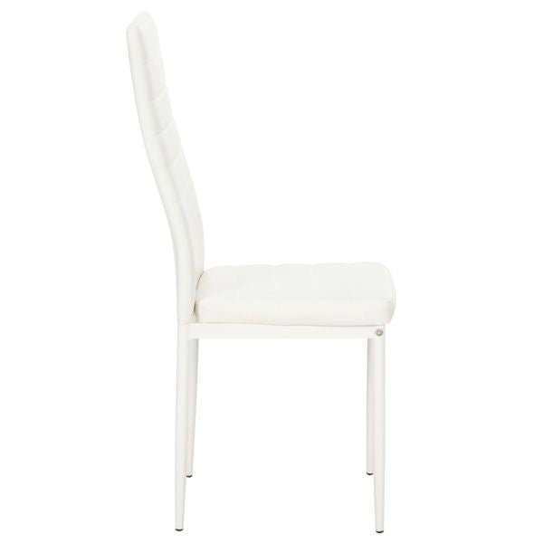 4pcs elegant white dining chairs with high backrest assembled stripping texture alternate code 86358020