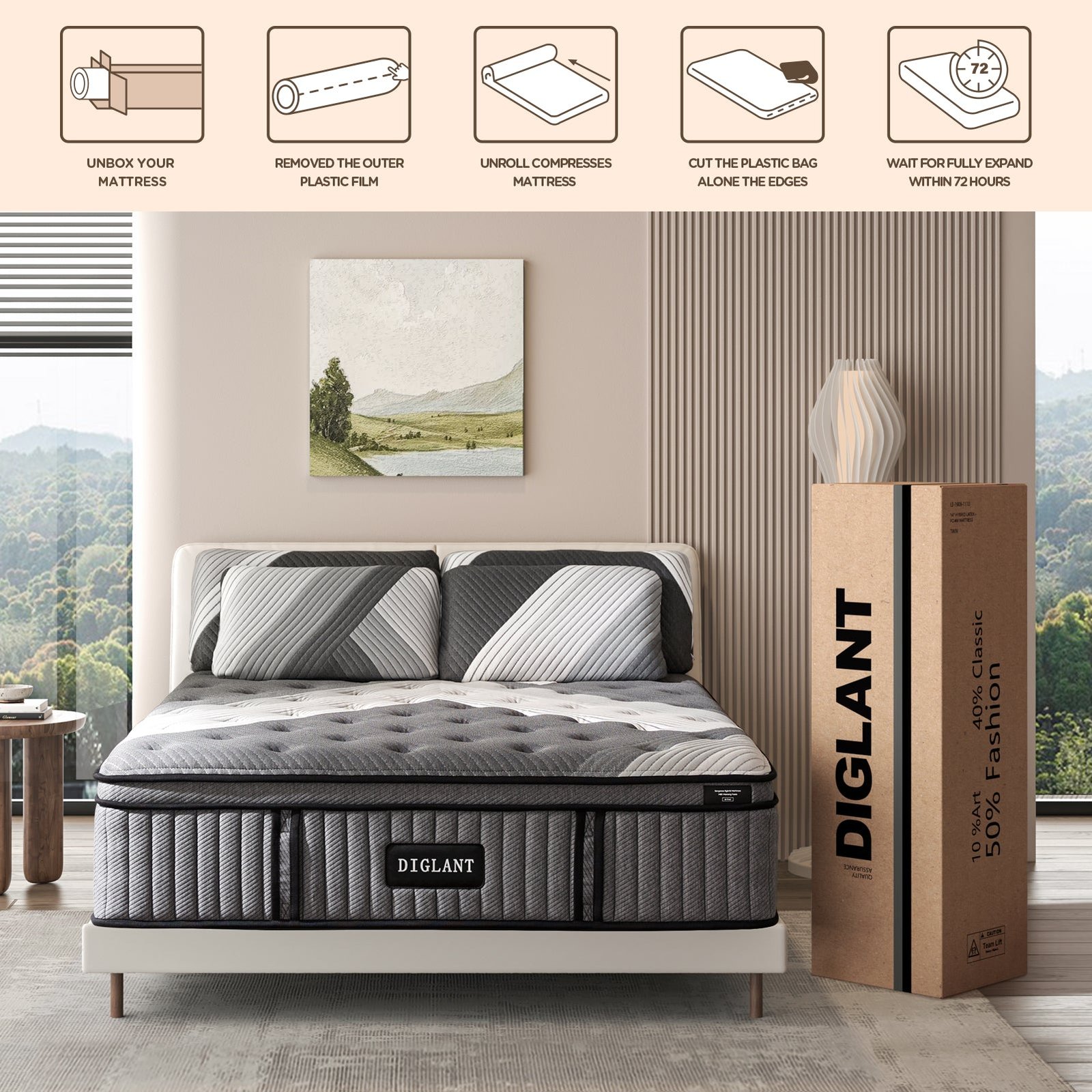 free shipping diglant 14 inch king supportive pressure relief soft plush hybrid memory foam with pocket springs mattress
