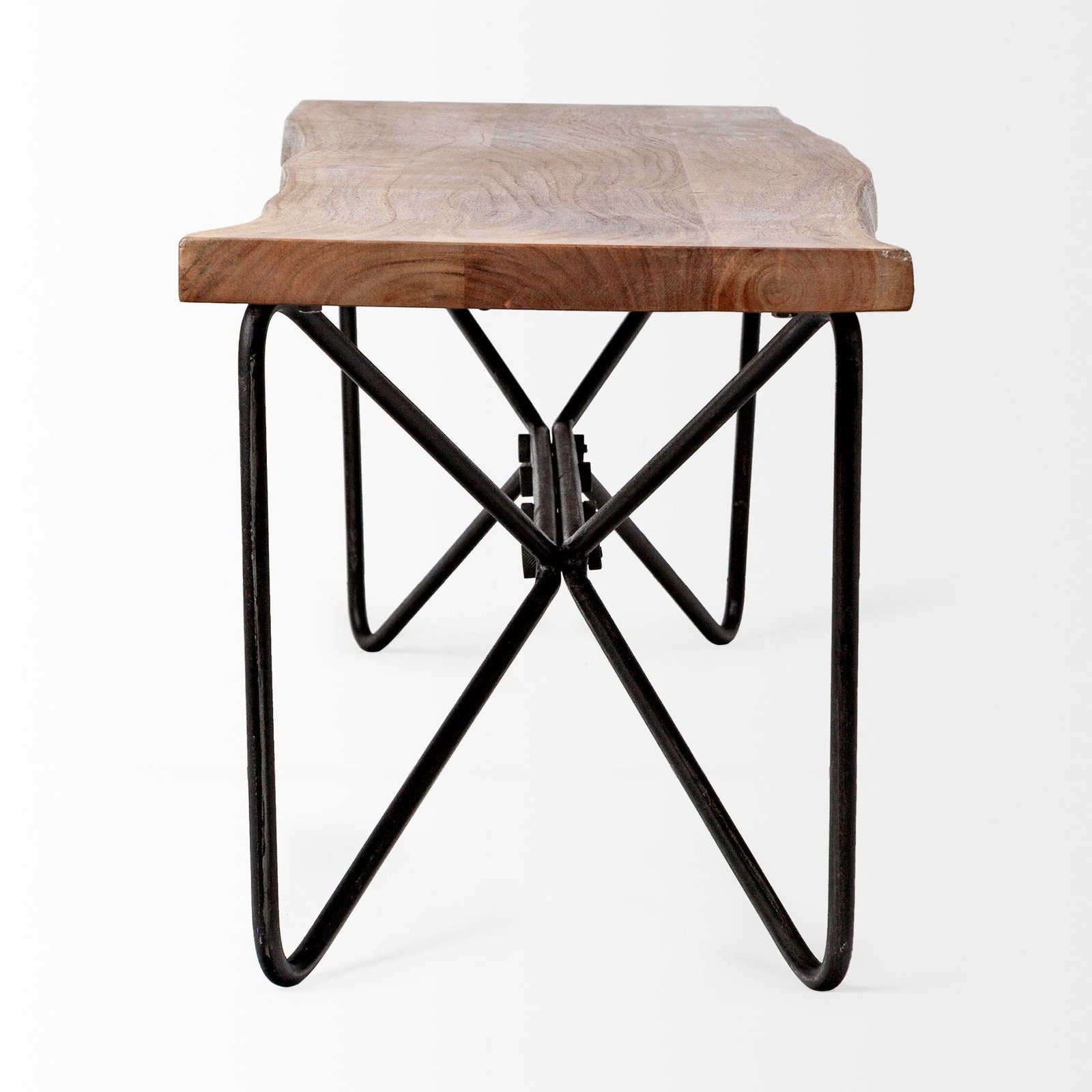 hms 66 live edge solid wood dining bench in brown and black distressed finish add rustic charm to your dining room