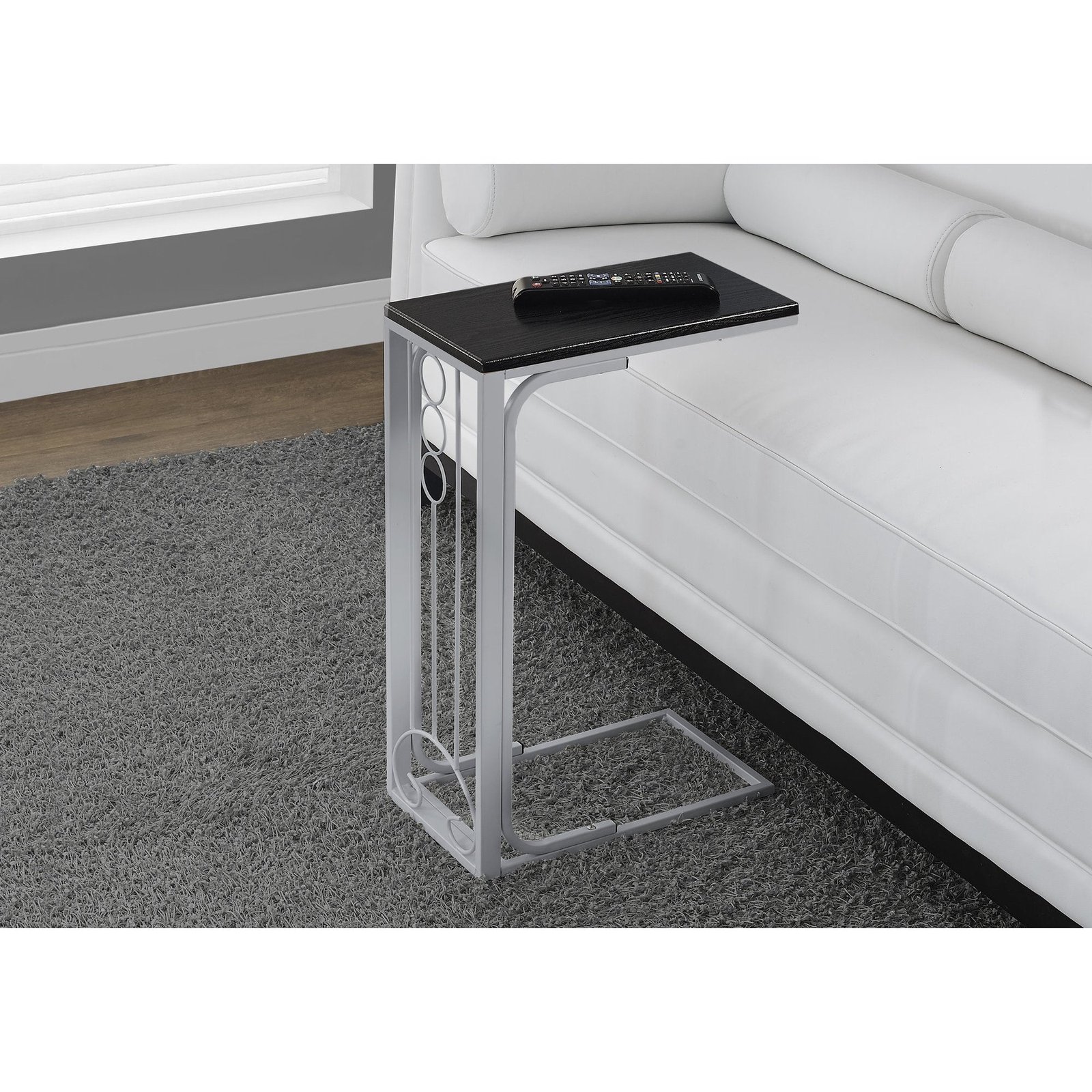 homeroots 16" x 9" x 24.5" blacksilver mdf and metal accent table