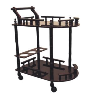 24" hms dark brown rolling bar cart kitchen islands & carts product