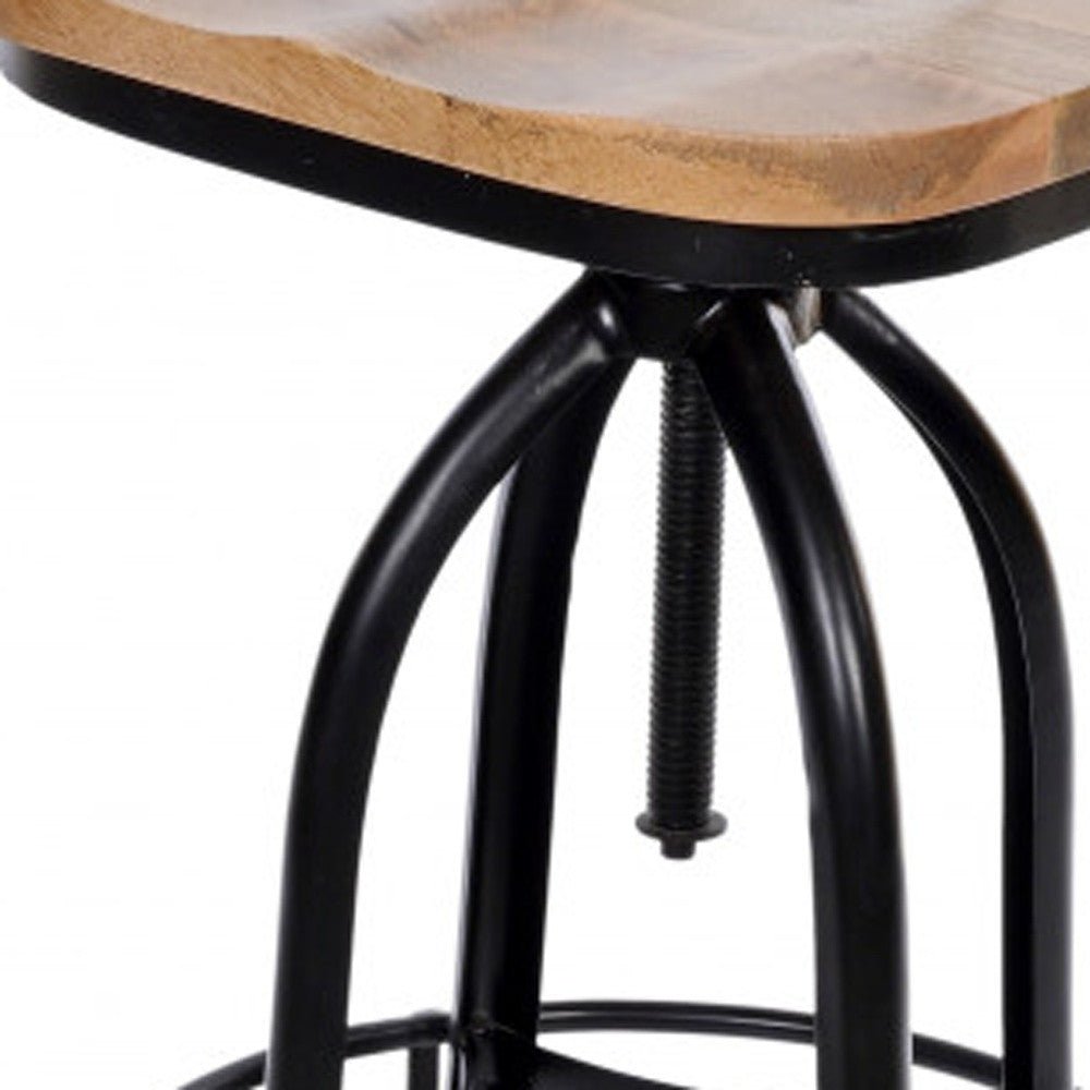 hms counter height swivel bar chair in brown and black solid wood and steel for living room