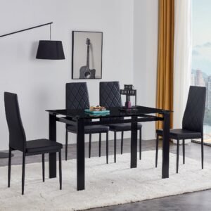 dining table set 4 seater dinning furniture glass kitchen table with 4 upholstered chairs small spaces