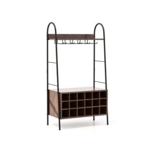 baker's rack with detachable wine rack and 5 rows of stemware holder wine rack and stemware storage solution