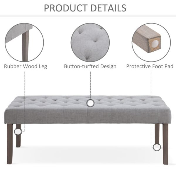 homcom simpletufted grey ottoman accent bench comfortable cushion & fashionable modern design for bedroom furniture