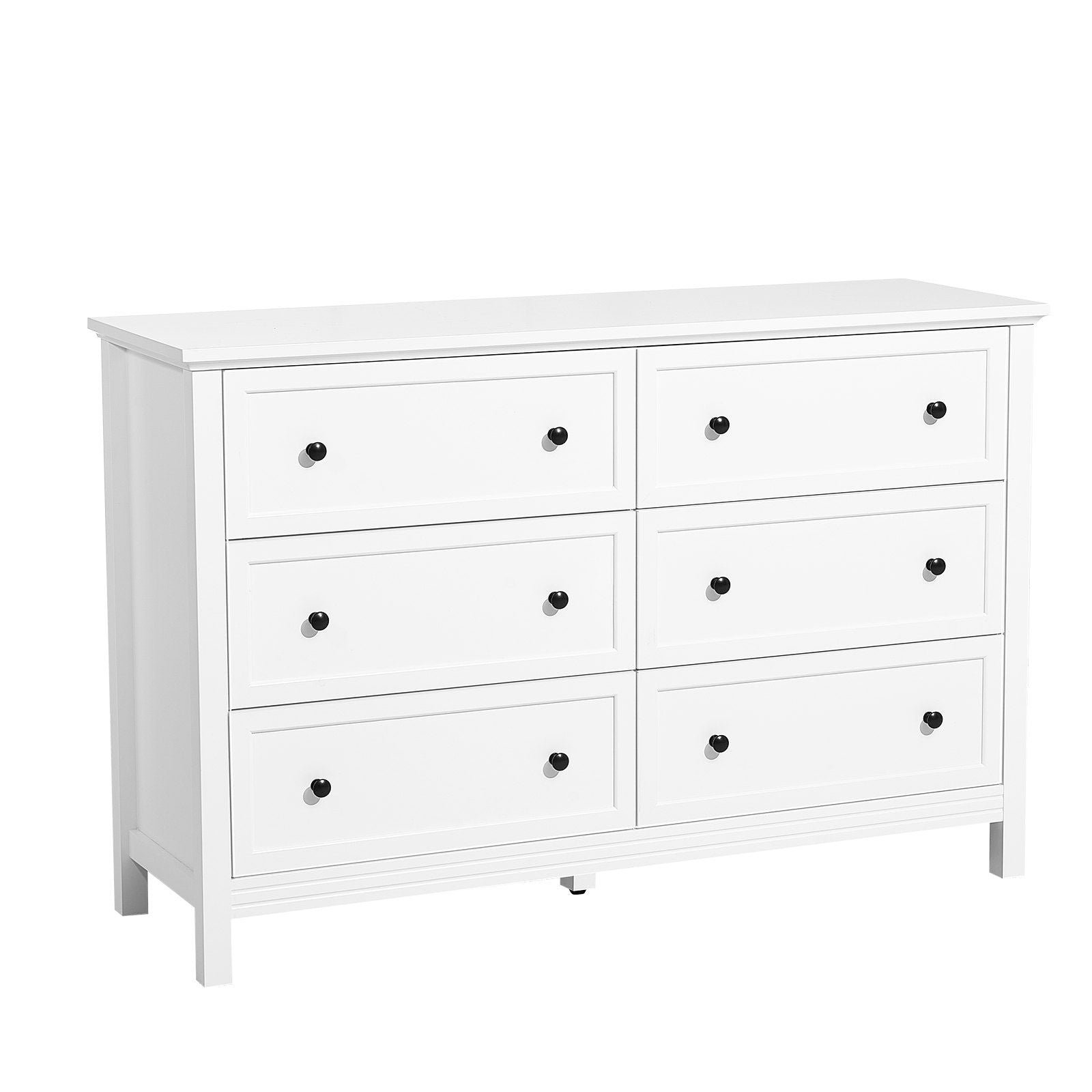 6 drawer retro minimalist white wooden dresser chest anti tip device tv stand organizer for living room entryway storage