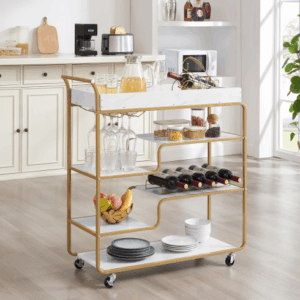 6 tier retro style bar cart wine rack slide bar serving cart glass holder rolling drink trolley for kitchen beverage cart living