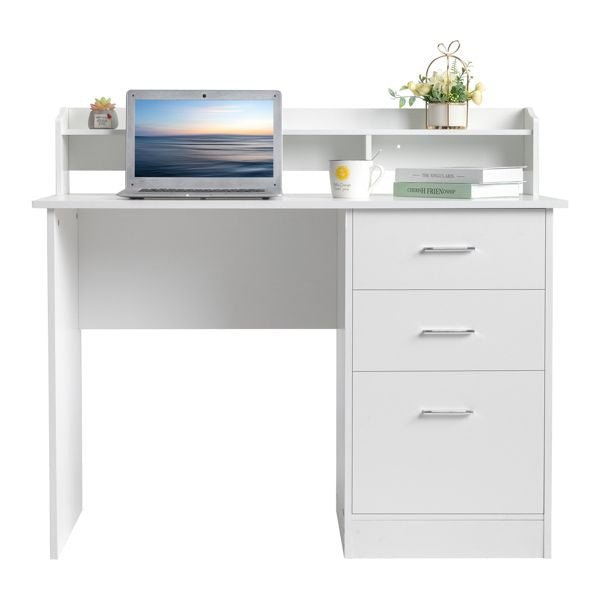 fch 110*50*95cm white wood grain particleboard computer desk with three drawers triamine desktop storage layer three drawers