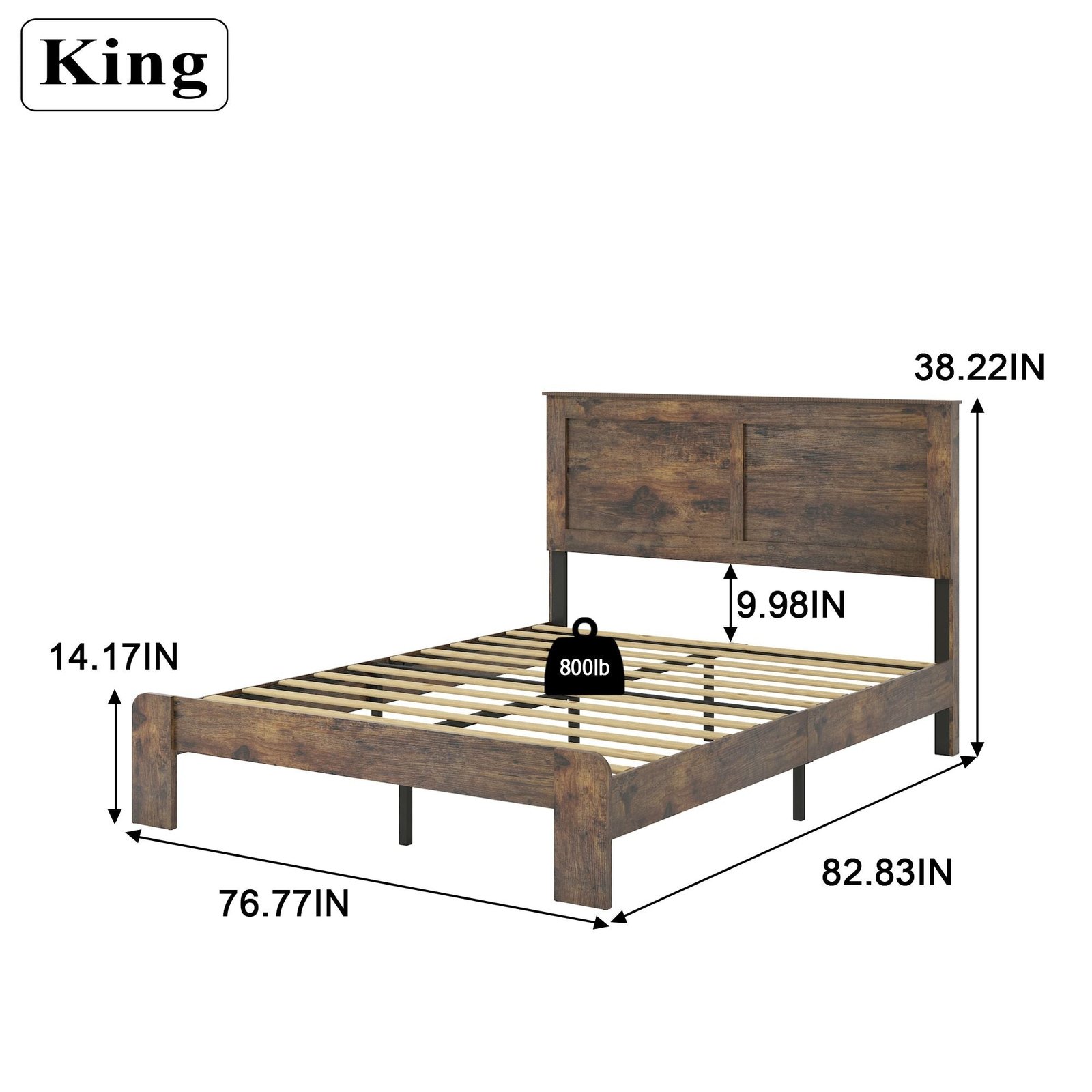 dark brown king size wood platform bed frame noise free with large storage easy assembly without box spring needed