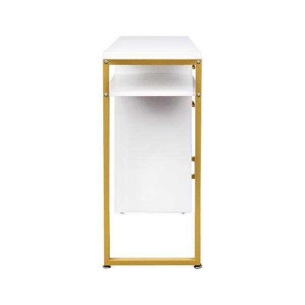 fch 97*35*78cm white particleboard computer desk with 2 drawers and 1 door iron pipe multiple scene suitable