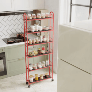6 tier kitchen bathroom laundry storage tower rack red fcj 6 narrow places utility cart rolling wheels baskets kitchen cart
