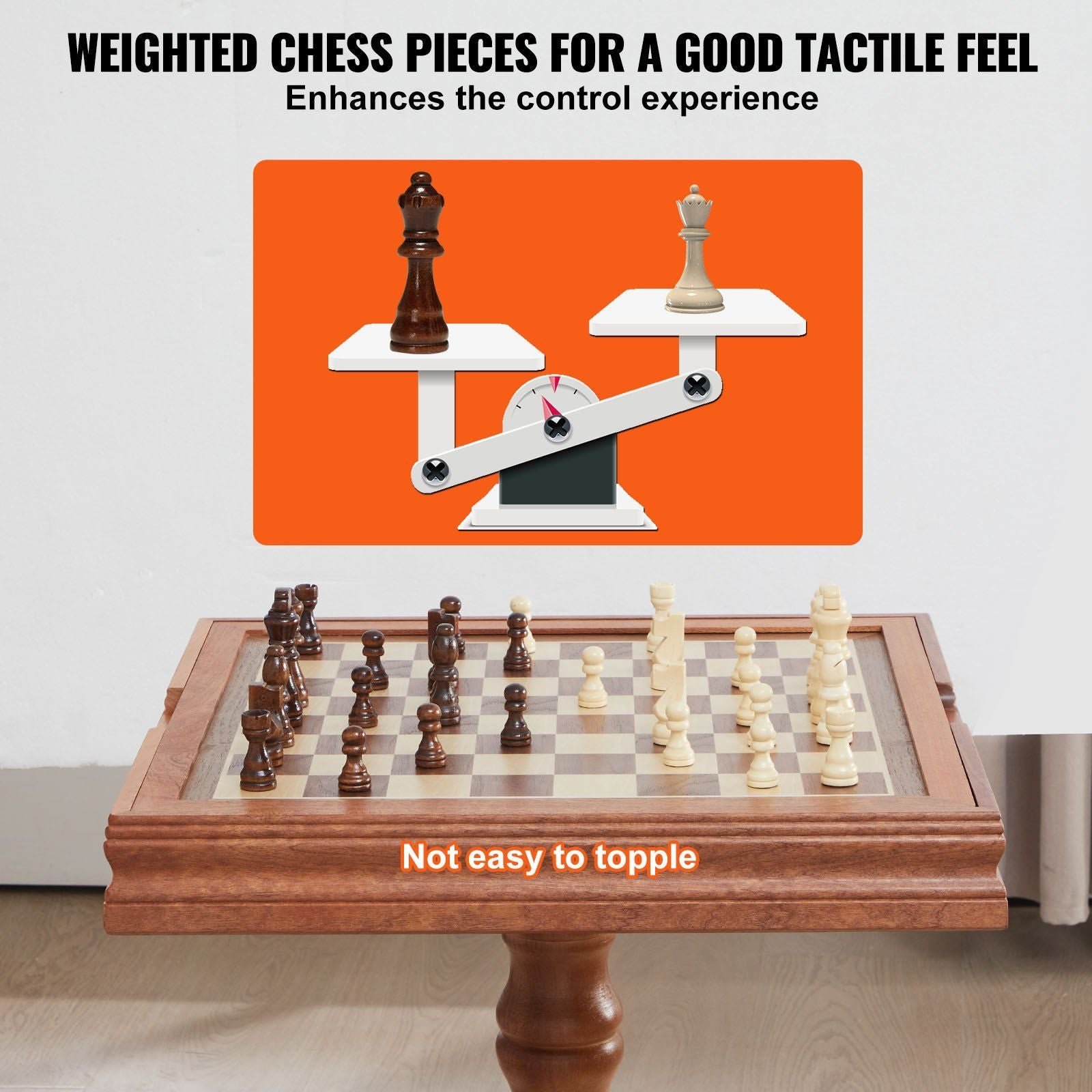 18 inch premium wooden 3 in 1 chess backgammon table set deluxe combo game furniture board set for family board games gifts