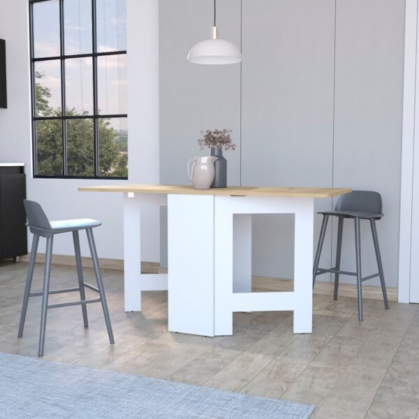hms 24" minimalist design brown white folding sled base dining table solid wood with marble for house kitchen home furniture