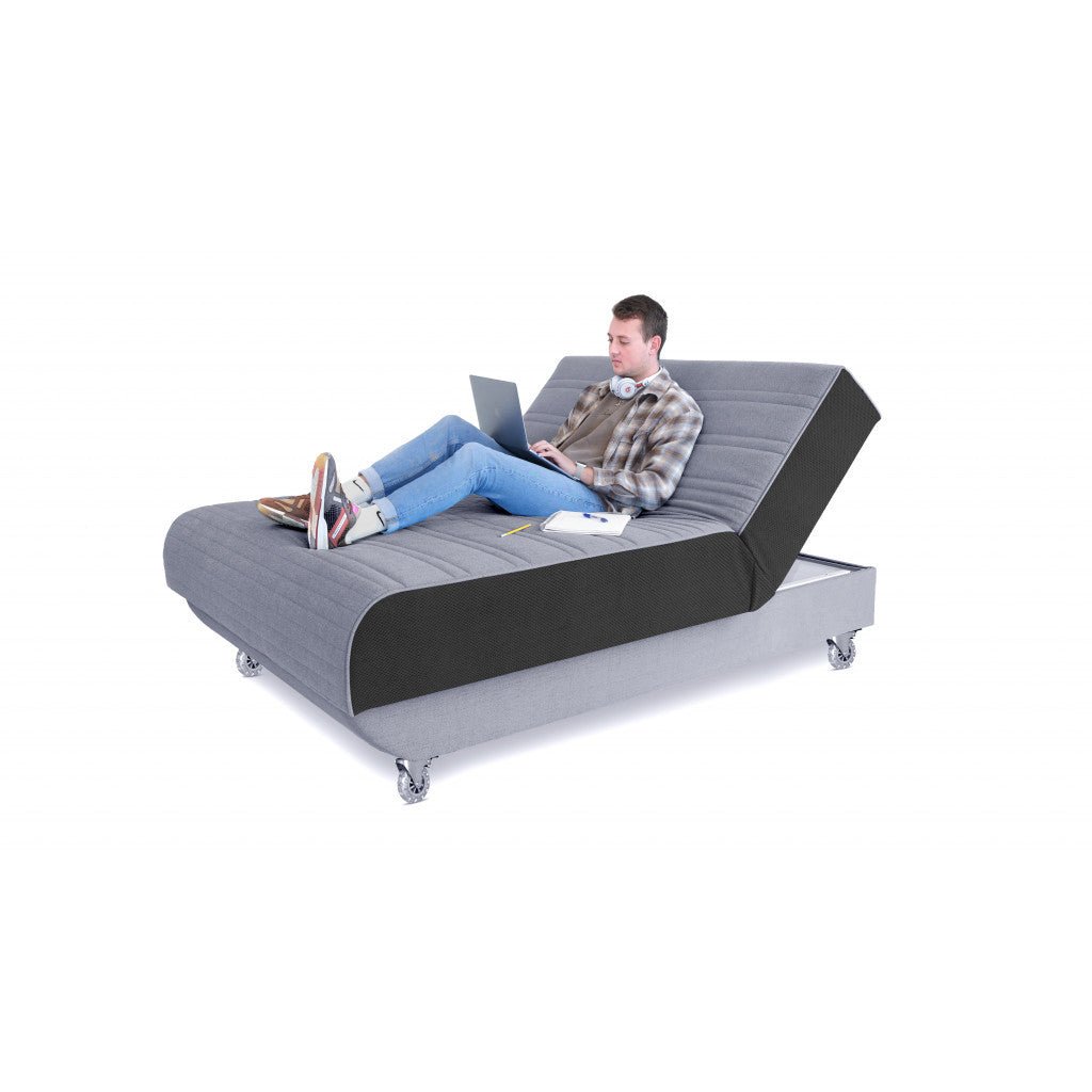 hms light gray full adjustable polyester upholstered mattress no bed frame required