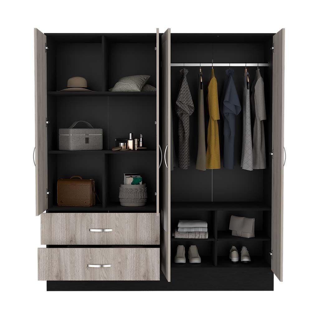 black and light gray ron bedroom armoire elegant wardrobe for home decor