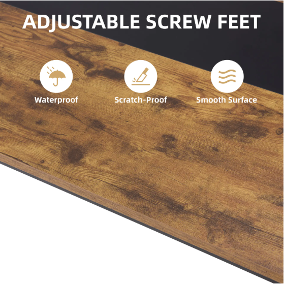 fcj large office gaming desk 59.8 70.9 inch rustic black wooden desk modern simple style legroom metal frame for home office