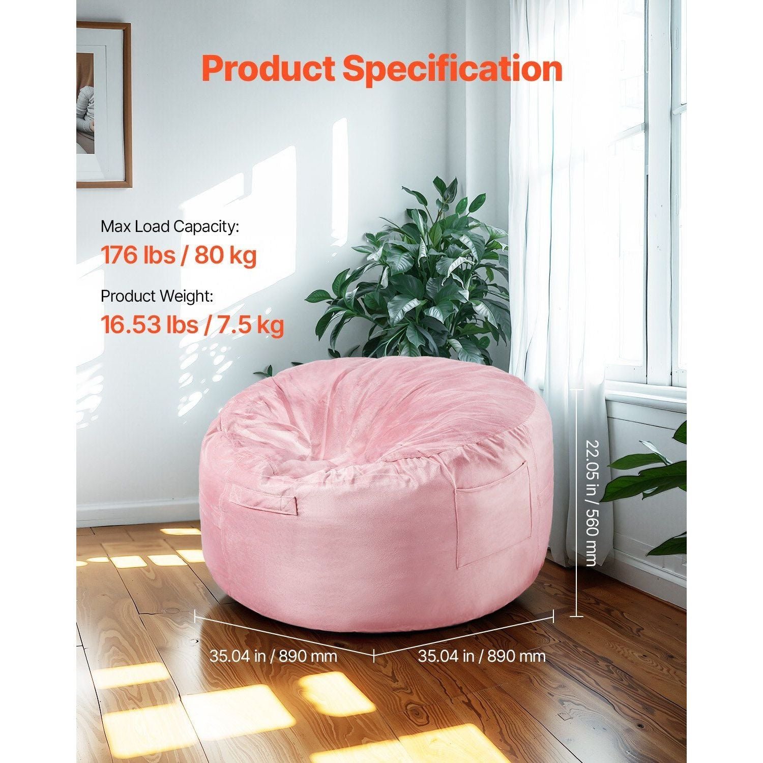 3 feet bean bag chair removable washable cover 25d memory foam soft smooth dutch velvet bean bag sofas for bedroom playroom pink