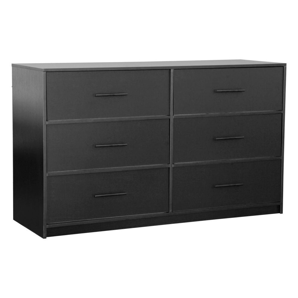 6 drawer dresser with large fabric drawers, black