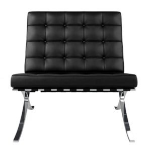 hms 32" black and silver italian leather tufted chaise lounge chair