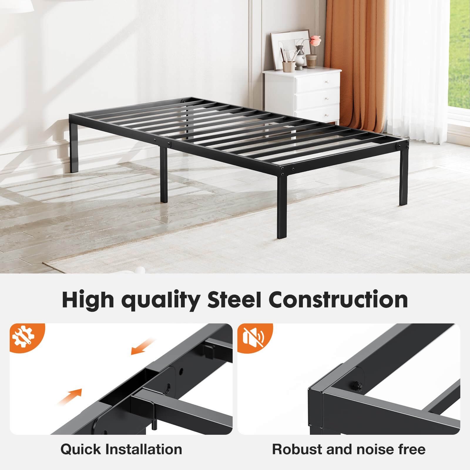 fcj heavy metal bed frame durable space saving bedroom furniture available in single double queen sizes minimalist simple design