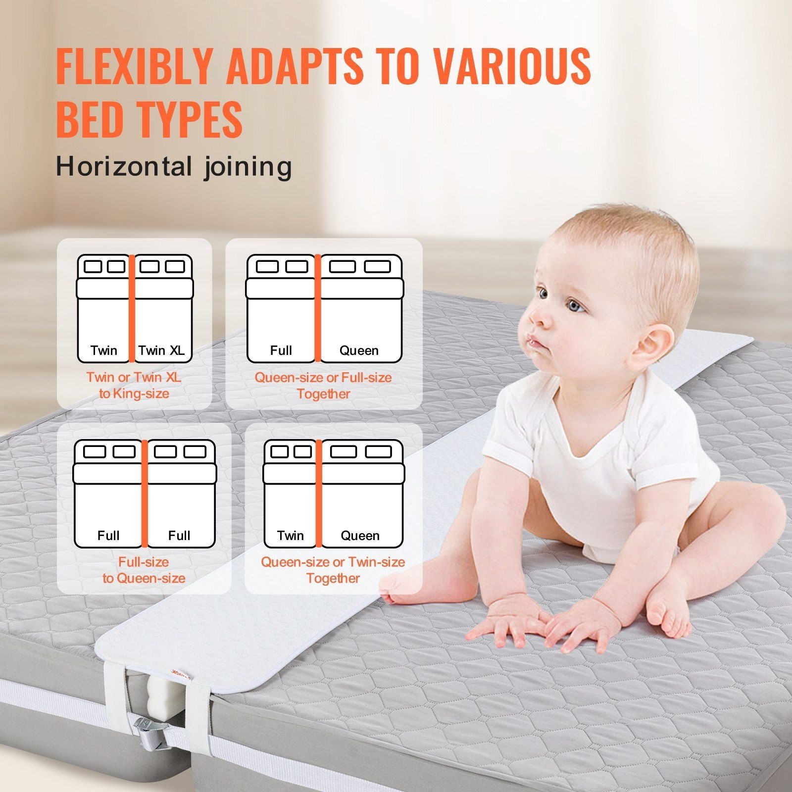 2 in 1 bed converter for twin king split king mattresses 80"l x 12"w gap filler attached sheet twin king converter mattress