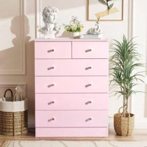 modern simple pink 6 drawer dresser