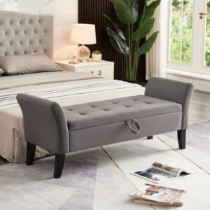 fcj 51.5 folding bed bench with storage luxury velvet grey bedroom furniture modern panel wood antique design for home use