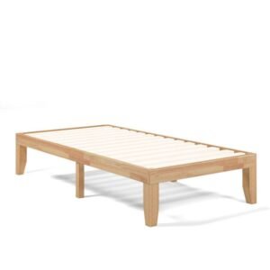 14 inch twin size rubber wood platform bed frame with wood slat support handcrafted wooden beds