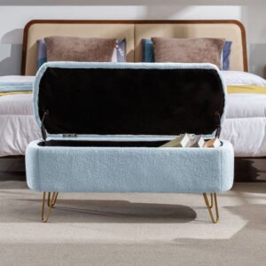 blue fcj foldable footstool for bedroom living room kitchen bathroom soft modern design seating storage bedside storage