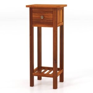 2 tier slim nightstand bedside table with drawer shelf premium nightstands