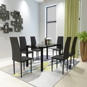 dining table set 6 seater modern dining table set, tempered glass top dinning table dinning furniture home furniture