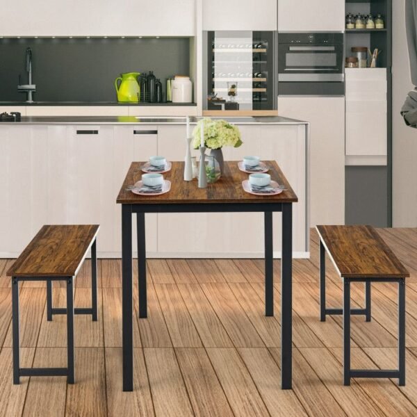 dining room set with 3 pieces includes table and 2 benches for kitchen bar use