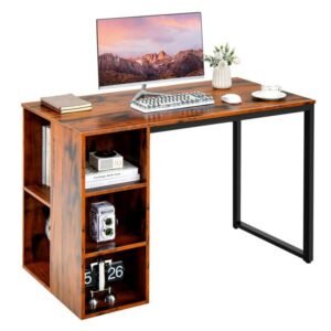 computer desk with 5 side shelves and durable metal frame