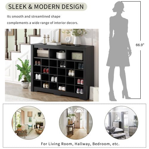 stylish modern 24 compartment shoe cabinet high quality corridor sideboard multifunctional console for bedroom living room black