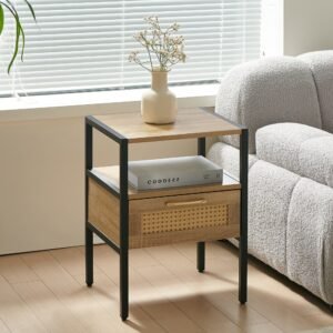 wooden side table simple modern wooden nightstand with drawer for bedroom nightstand square side table