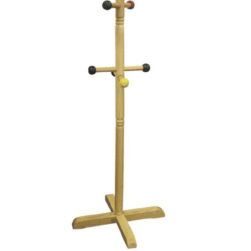 49.5" tall natural finish wooden coat rack for kids 8 colored metal pegs home furniture