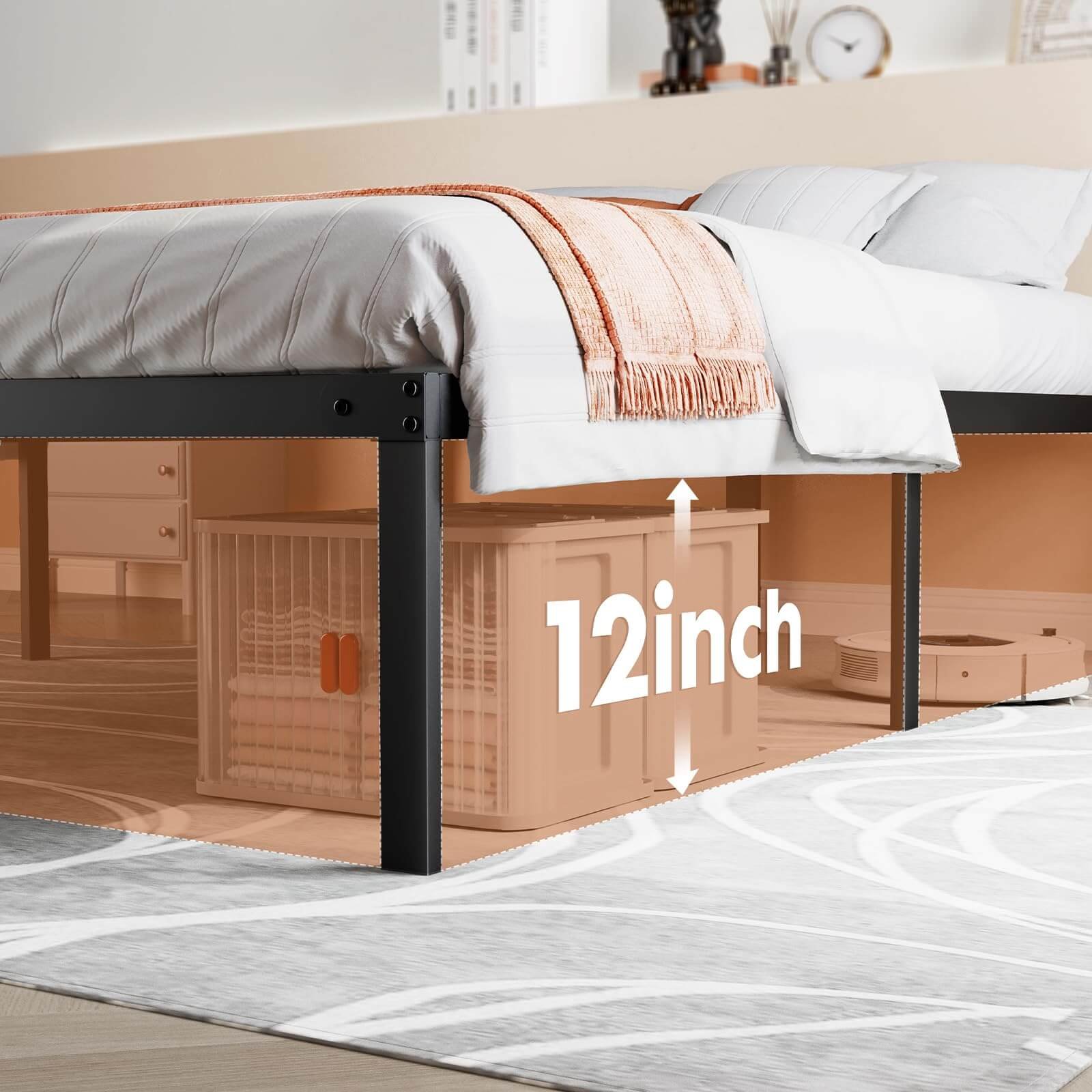 fcj heavy metal bed frame durable space saving bedroom furniture available in single double queen sizes minimalist simple design