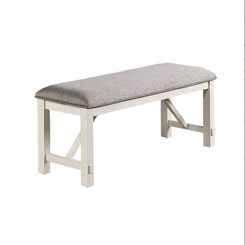 fcj dining room furniture comfortable 1x bench with gray fabric cushion seat and white clean lines