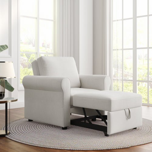3 in 1 cream fcj sofa bed chair convertible modern adults' single bed with adjustable backrest lounger chair sleeper