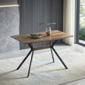 wood simple dining table with metal leg , eco friendly dining table set for home kitchecn